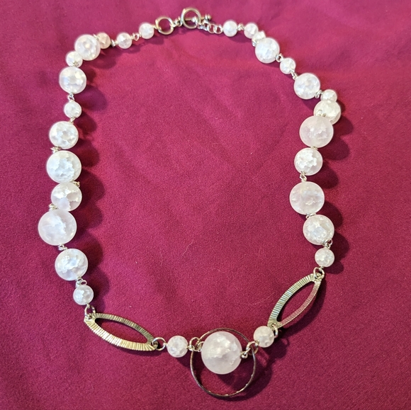 Crackle Quartz Necklace White Crystals Natural Protection Silver Handmade Art - Picture 5 of 9